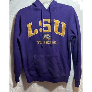 Champion LSU Tigers Hoodie Purple Sweatshirt Mens Small Pullover